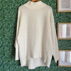 Free People | Mock Turtleneck Double Collar Cream Sweater M