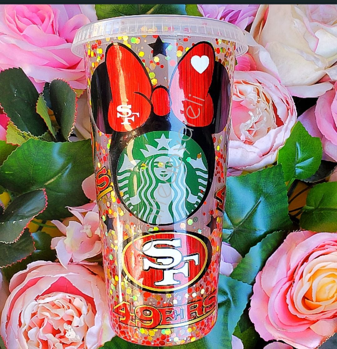 Starbucks 49ers football glitter cup
