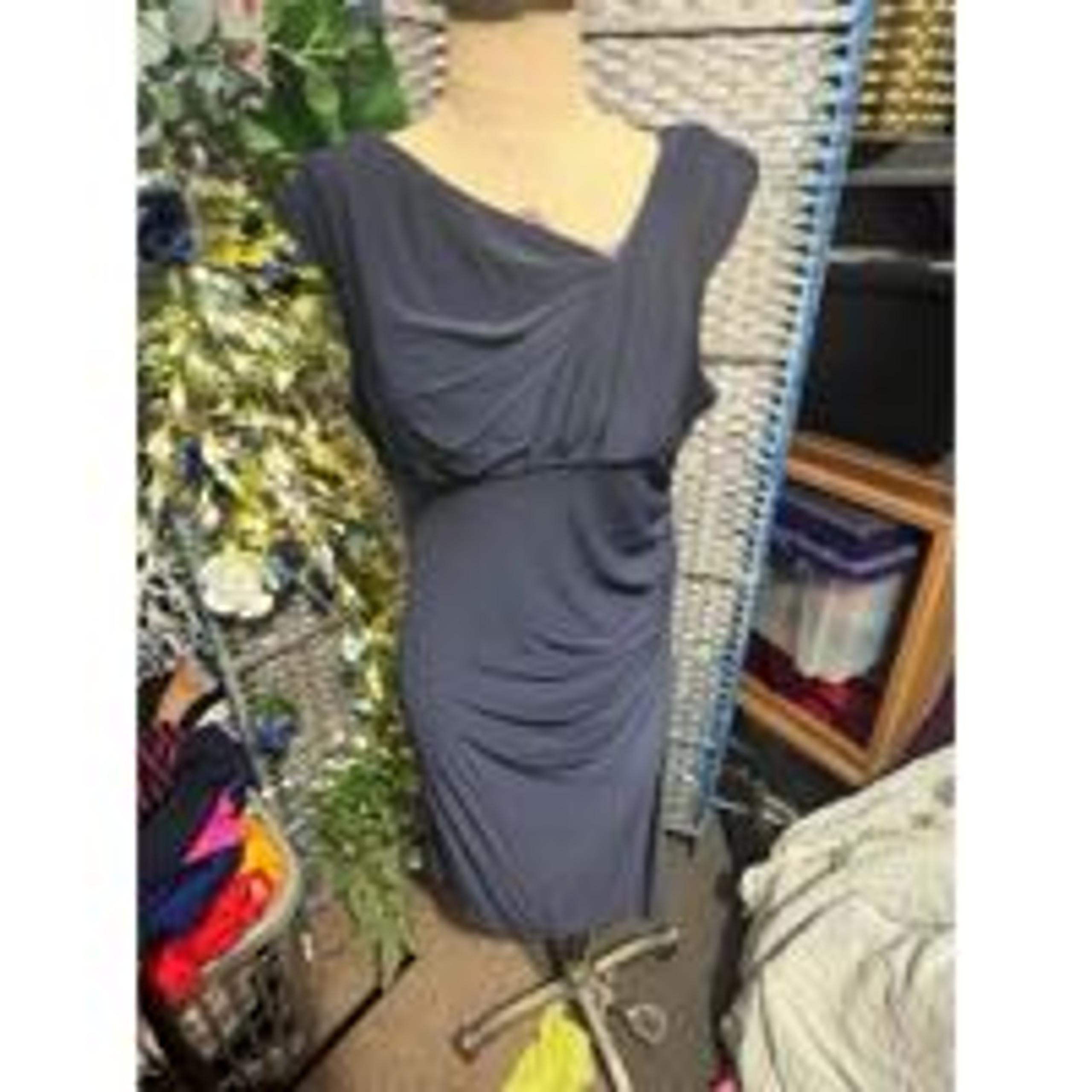 Marina Women's Navy Blue Sleeveless Ruched Knee Length Dress Size L
