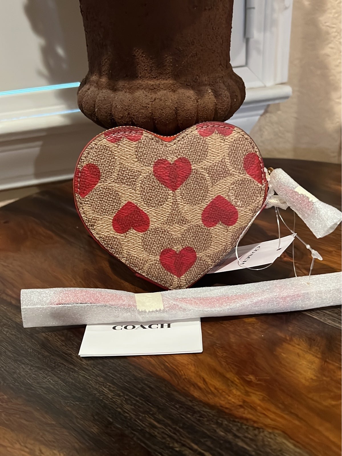 Coach Signature Heart Coin Case in Heart print C8398