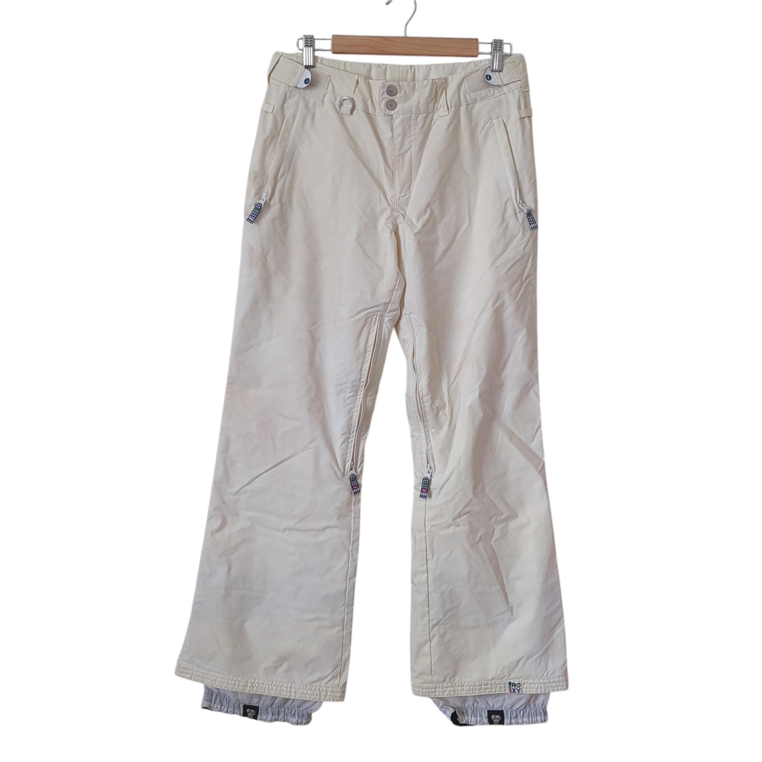 ROXY Ski Pants Womens Medium Cream White Skiing Snowboard Winter FLAWED