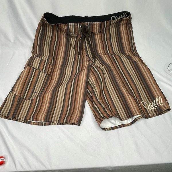 O'neill Men's Brown Striped Board Shorts Size 30