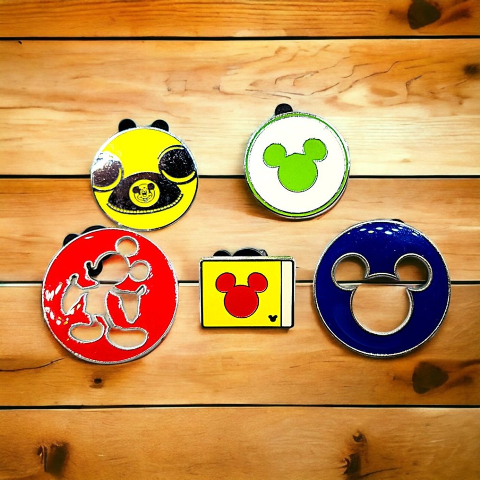 5 Mickey Mouse Disney Parks Trading Pins, Plus 2 Bonus Pins