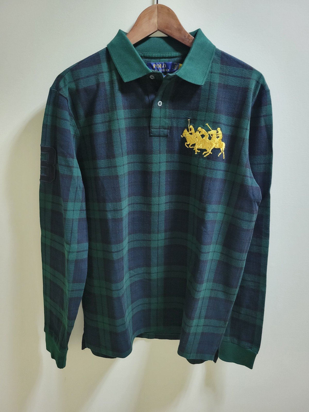 Polo ralph lauren men plaid long sleeves triple gold pony L NWT