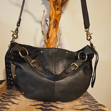7 for all MANKIND Dk.Gray Dist. Studded Leather Handbag