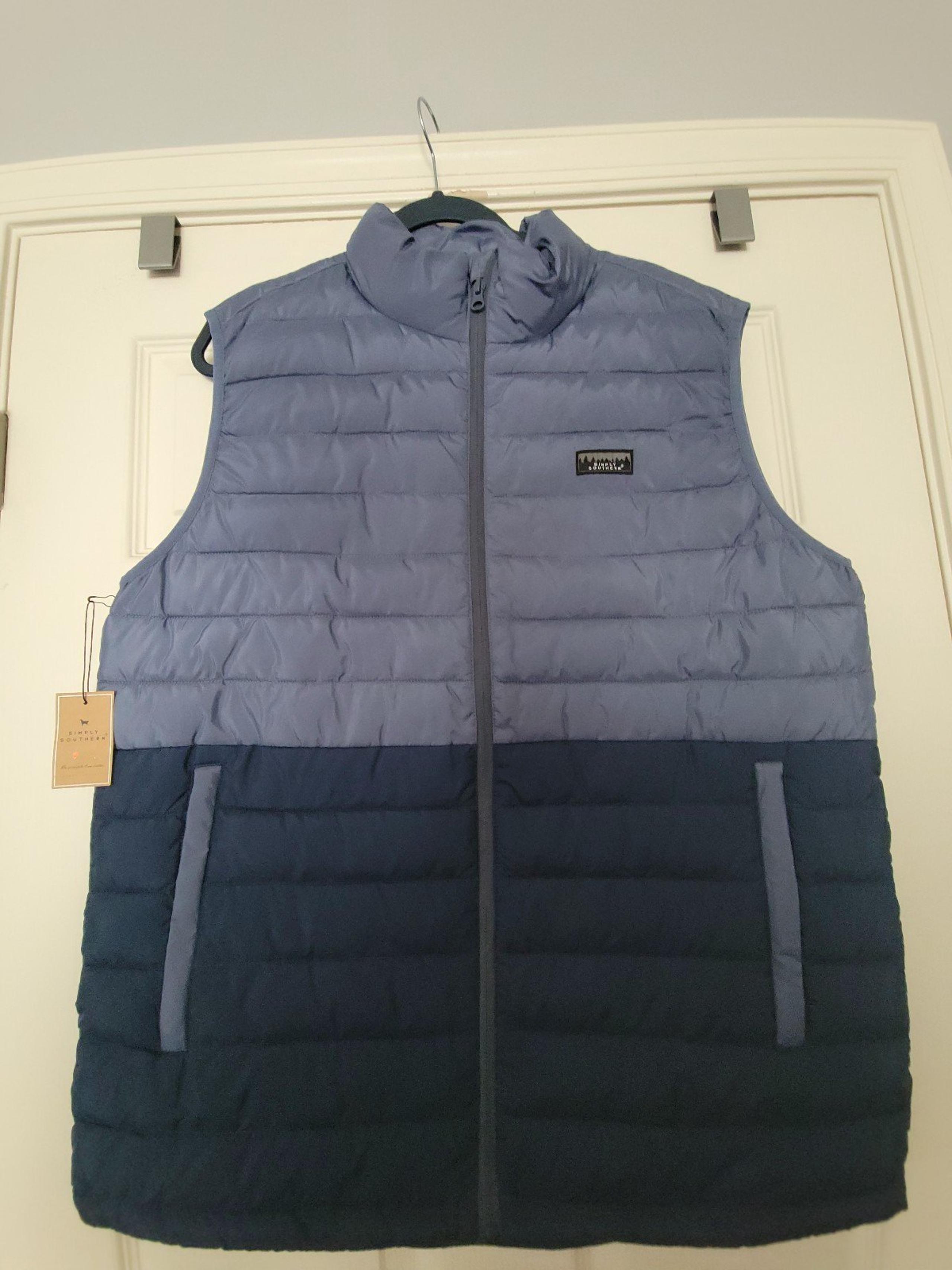 Simply Southern Mens Colorblock Blue Puffer Vest Full Zip Size XL New With Tags