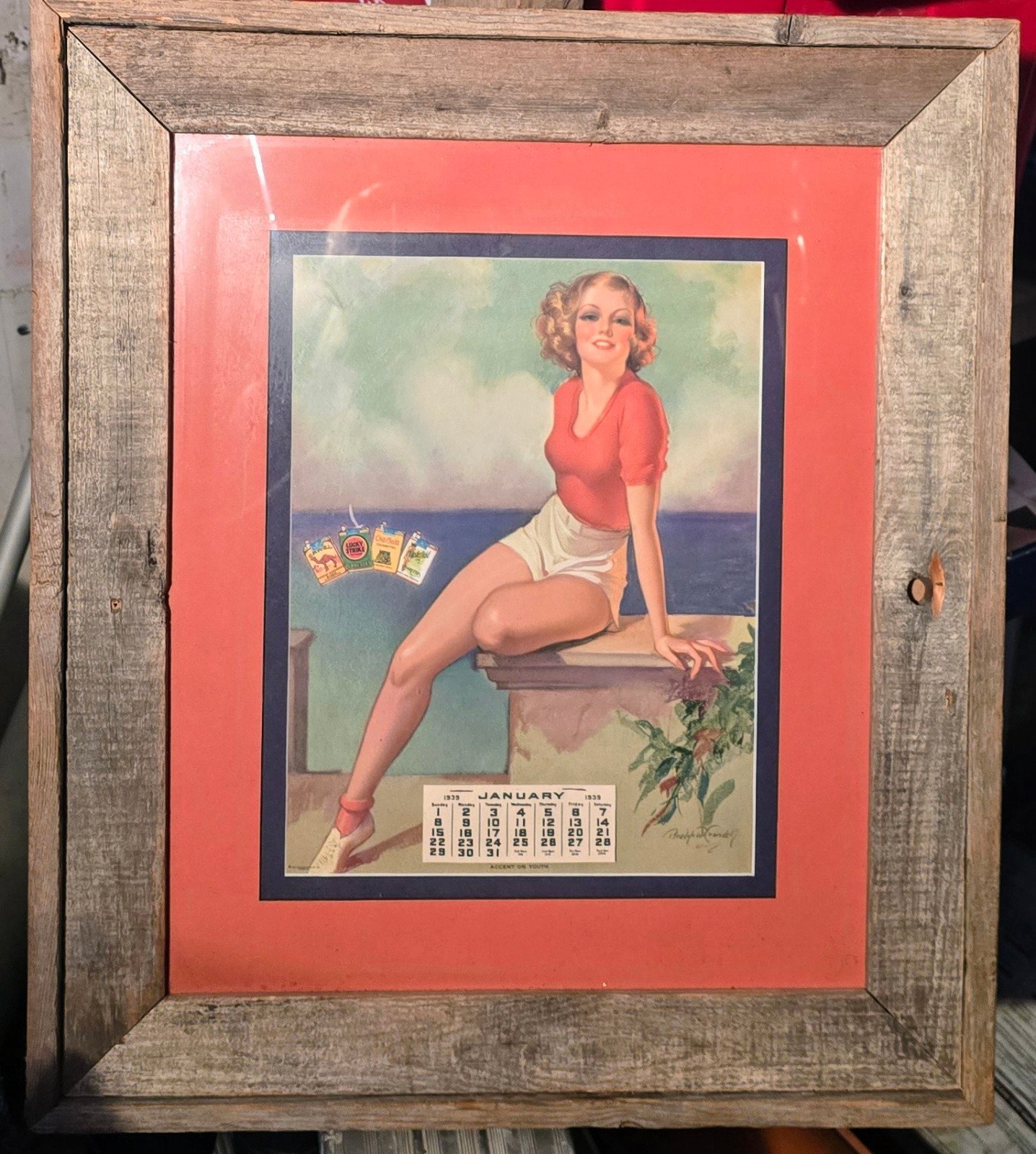 Vintage Bradshaw Crandell 30s framed pinup