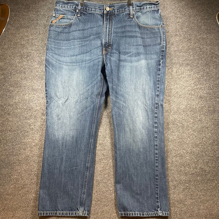 Ariat M4 Low Rise Boot Cut Roadhouse Jeans Men's 42X30 Blue Relaxed Fit Western