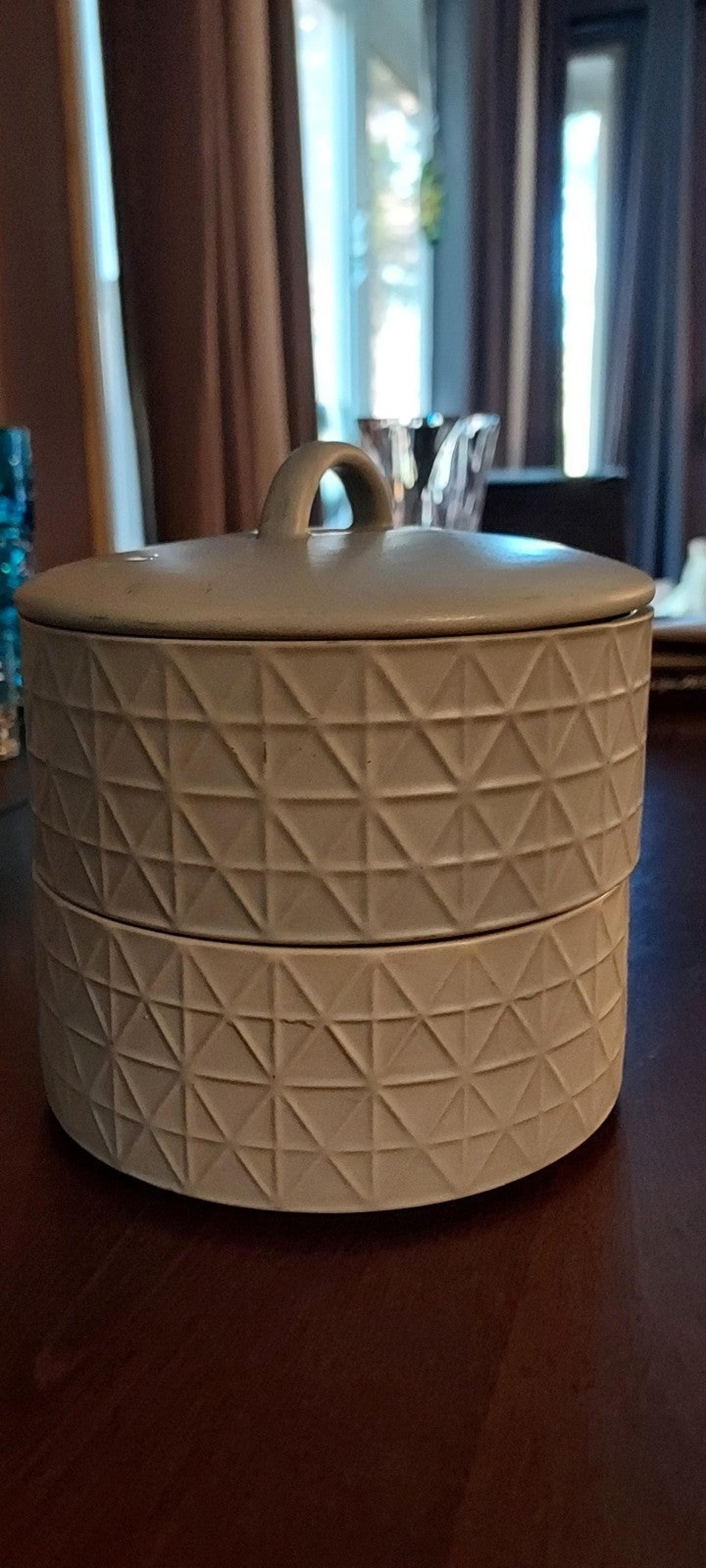 World Market Stackable Ceramic Canister with Lid, Sage Green