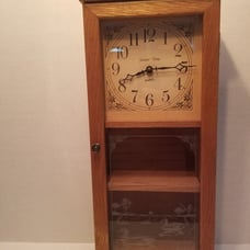 Wooden Wall Clock with Ducks In Pond on Glass
