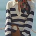 Maeve By Anthropologie Polo Pullover Top Womens XL V Neck Striped Long Sleeves
