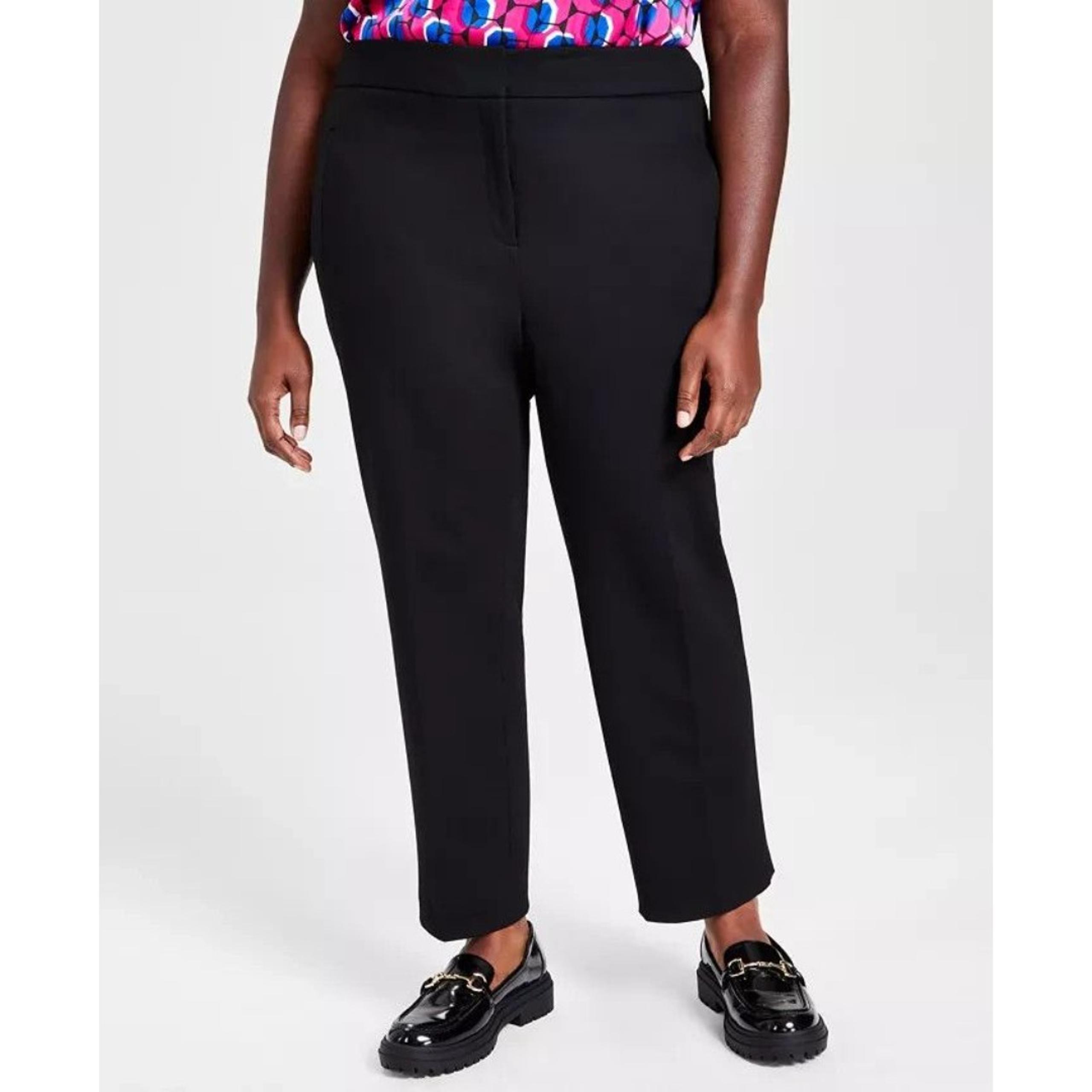 Bar III Women's Plus Size Compression Straight-Leg Pants Black 20W
