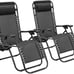(SET OF 2) Zero Gravity Outdoor Folding Lounge Patio Chairs with Pillow Recliner