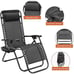 (SET OF 2) Zero Gravity Outdoor Folding Lounge Patio Chairs with Pillow Recliner
