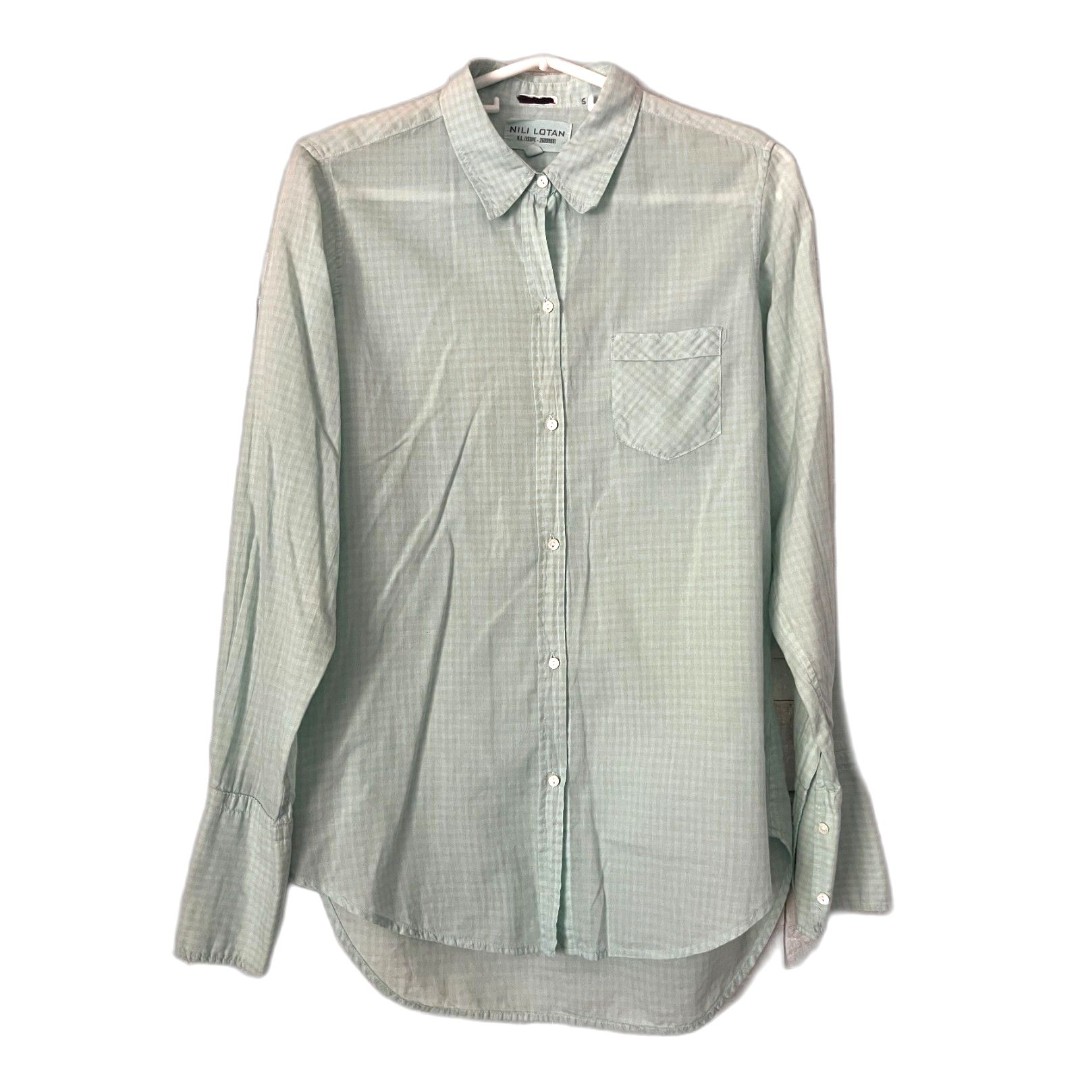 NILI LOTAN Light Blue Long Sleeve Button Up Shirt Top Women's Size Small