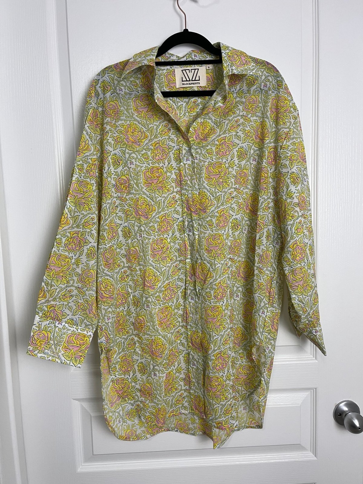 SZ Blockprints™ X J.Crew hand-block-printed oversized shirt small