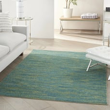 5' x 7' Classic Solid Contemporary Blue GreenArea Rug-J3SD