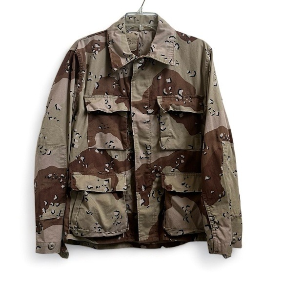 Vintage 1983 Desert Storm 6 Color BDU Military Camouflage Jacket Medium X-Short