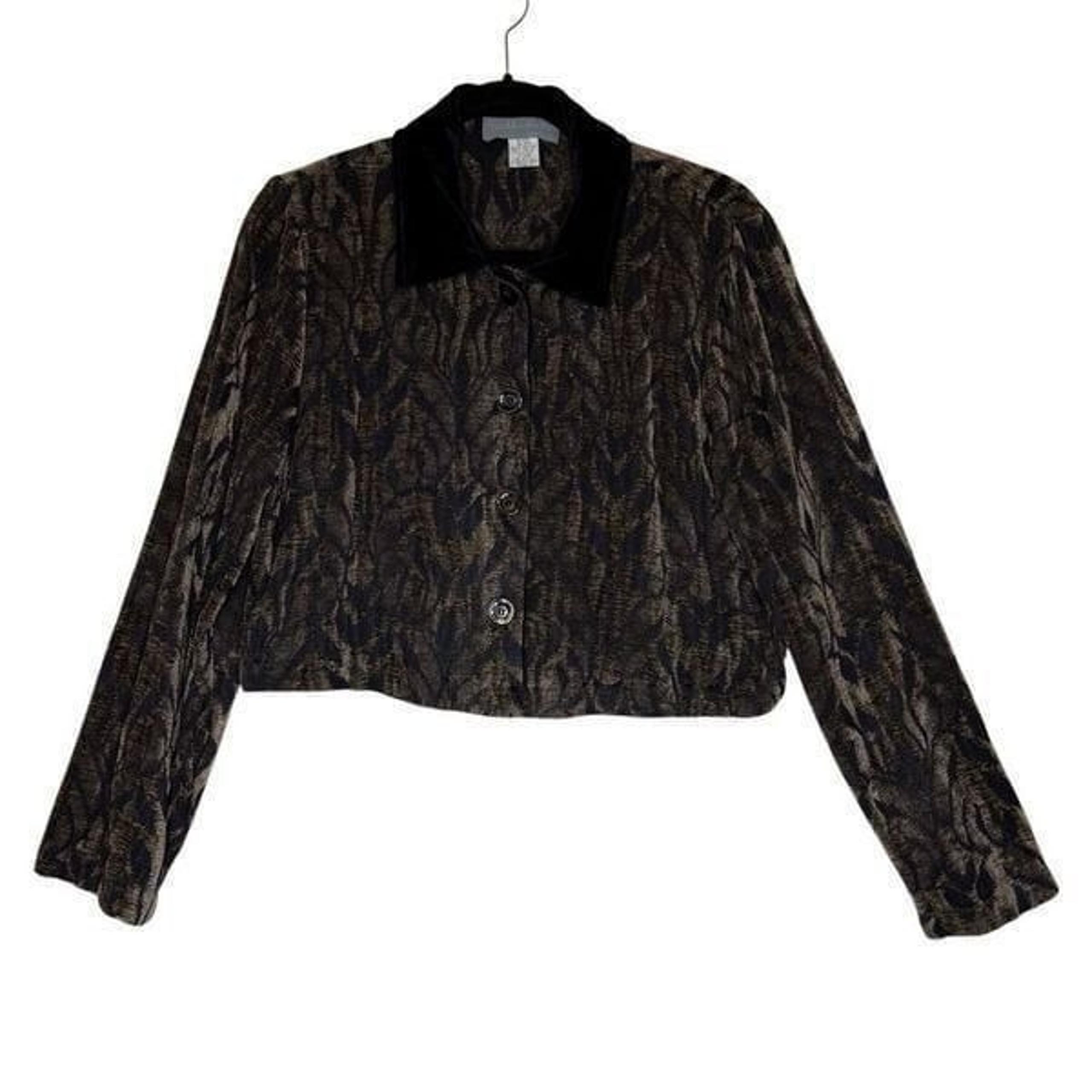 Vintage Carol Anderson California Brown and Black Velvet Cropped Jacket Size 8