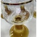 7 Roemer Amber Brown Beehive Etched Grapes Gold Trim Wine Glasses Vintage