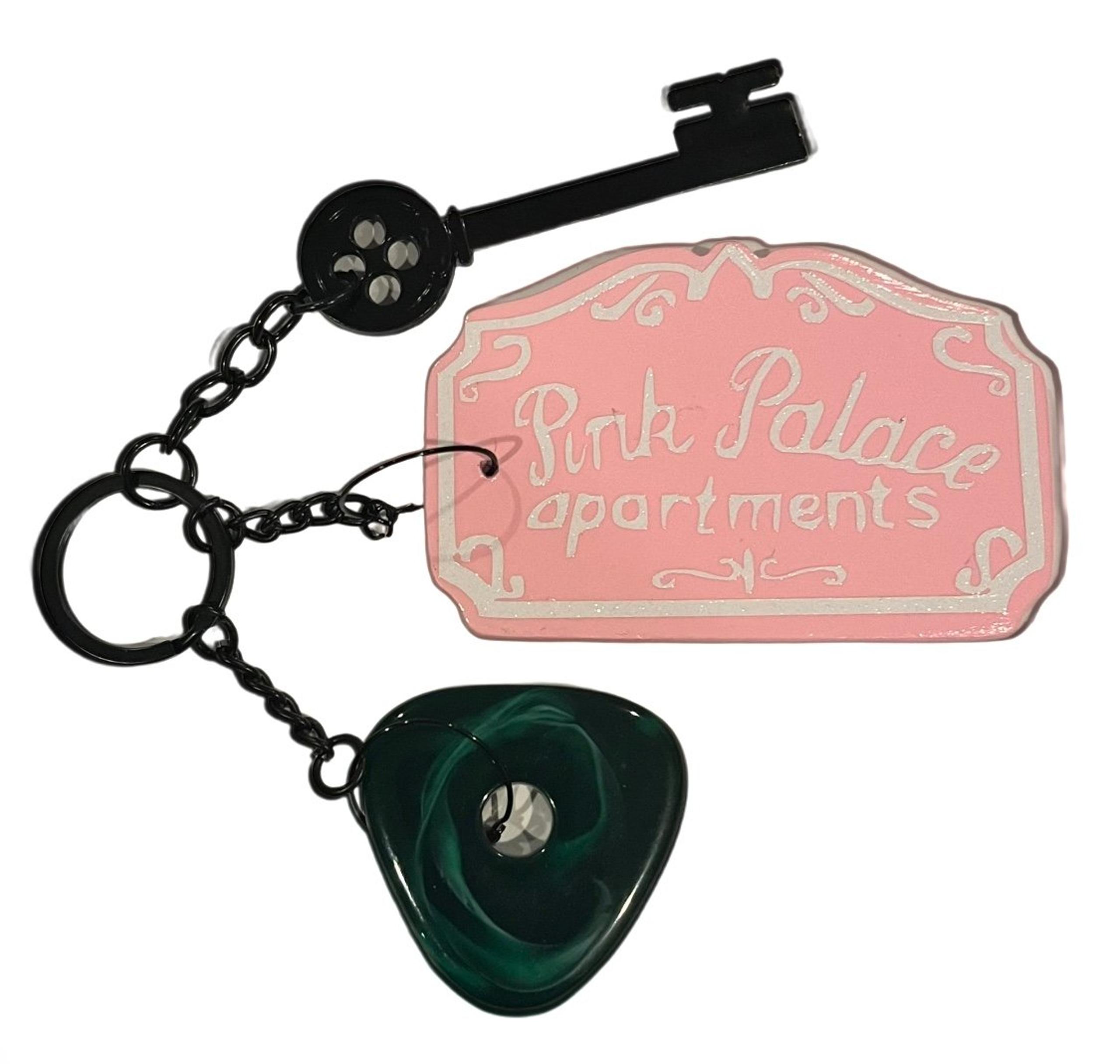 Coraline inspired pink palace sign keychain! Hand made to order!
