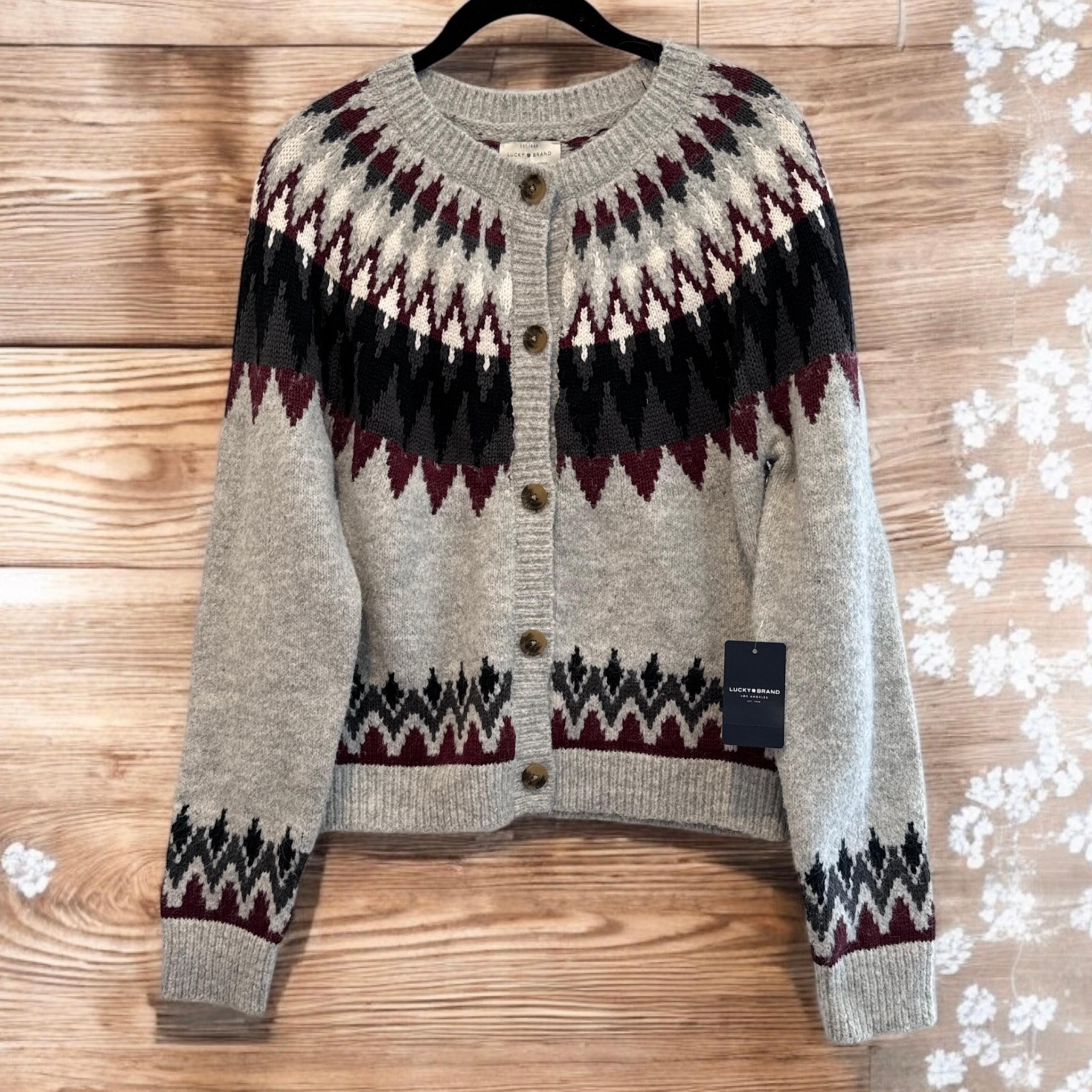Lucky Brand aztec button down cardigan sweater women’s size small NWT