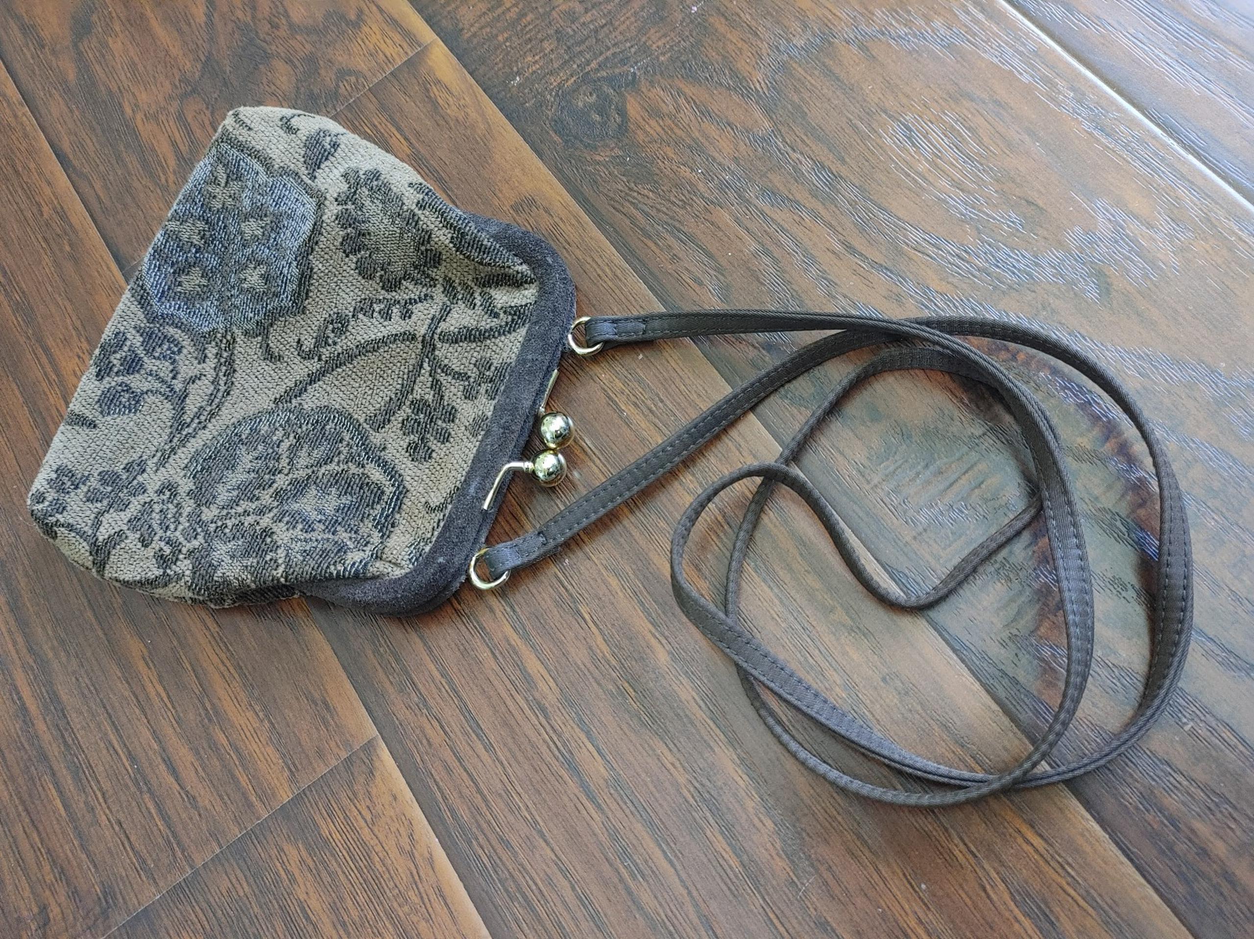Vintage Liz Claiborne leather trim tapestry mini purse