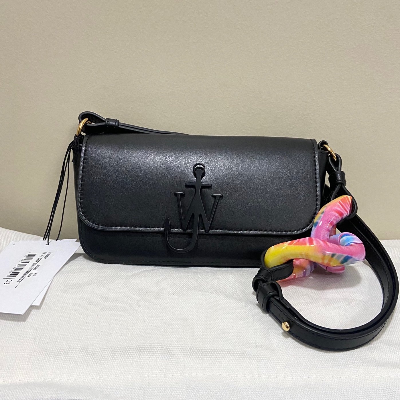 NWT JW Anderson Rainbow Chain Link Anchor Baguette Bag Black