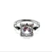 New White Sapphire 925 Sterling Silver Singular Black Stones on Each Side Ring