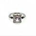 New White Sapphire 925 Sterling Silver Singular Black Stones on Each Side Ring