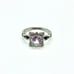 New White Sapphire 925 Sterling Silver Singular Black Stones on Each Side Ring