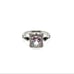 New White Sapphire 925 Sterling Silver Singular Black Stones on Each Side Ring