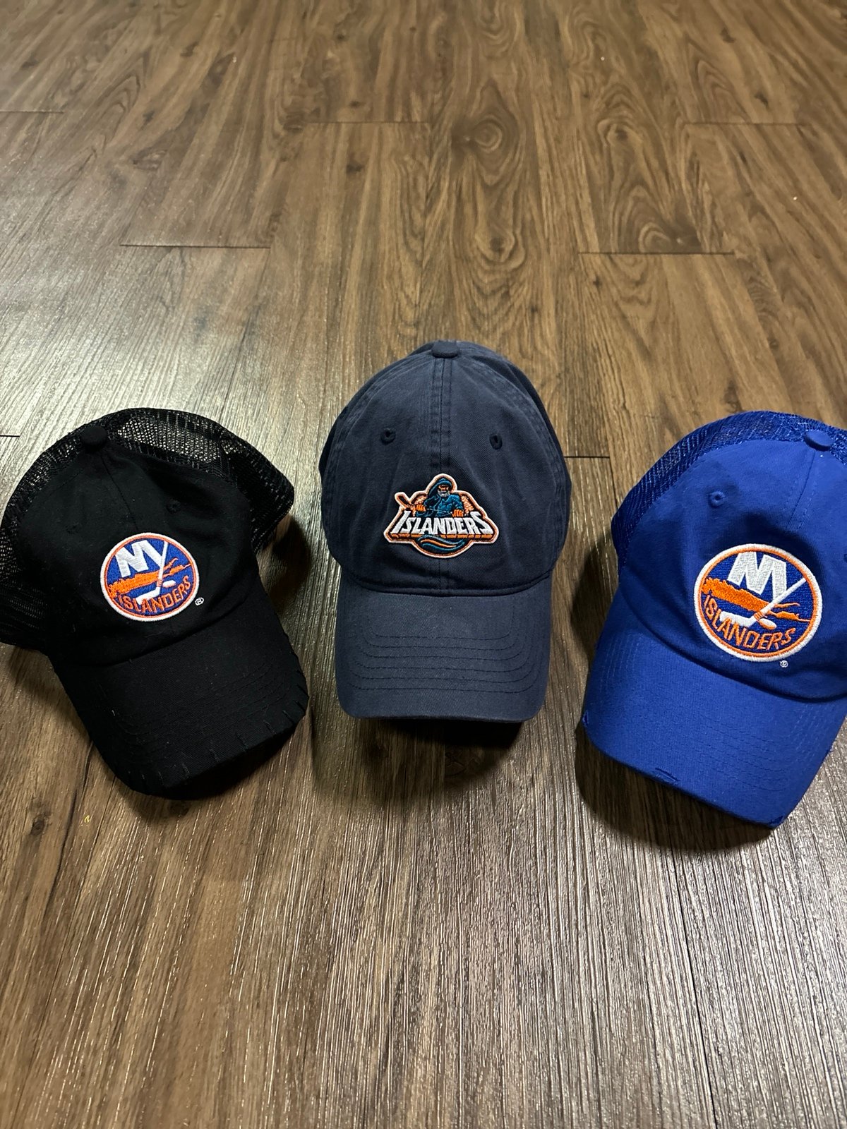 Lot of Three NY Islanders Hats including Fisherman Logo