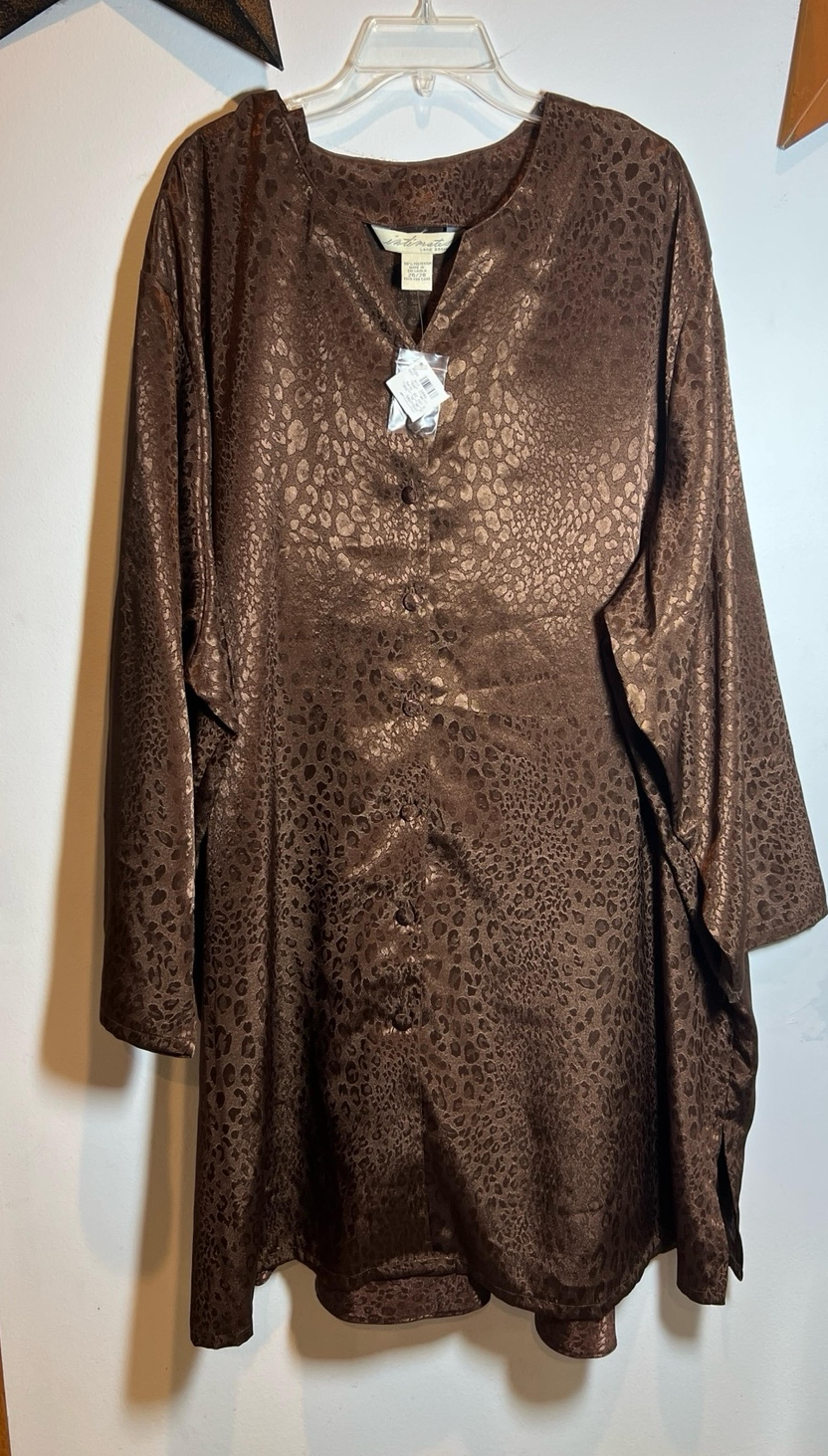 VTG Intimates Women 26/28 Brown Cheetah Nightgown Robe Set NWT - Lane Bryant