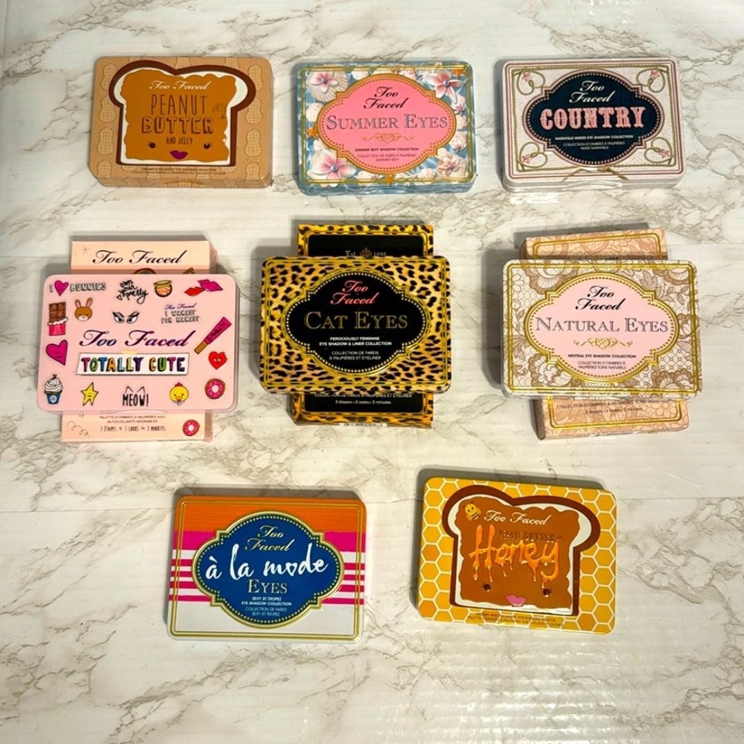 Too faced mini eyeshadow palettes peanut butter totally cute a la mode cat eyes