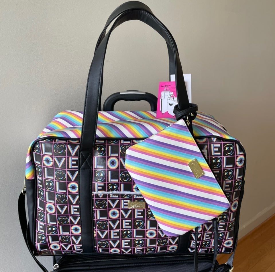 Betsey Johnson Love & Smiley Face XXL Travel Weekender / Xbody