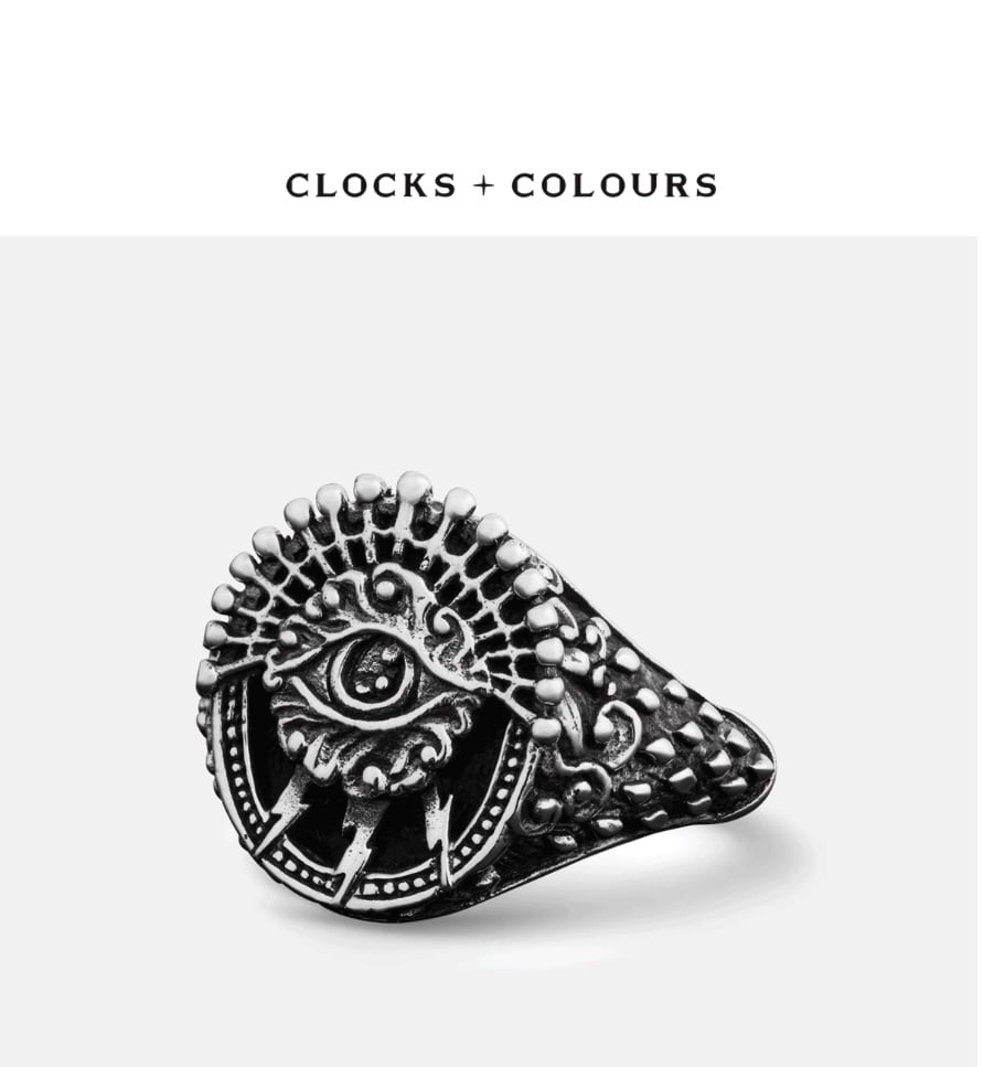 Discontinued Clocks and Colours Sterling Silver Ring – All-Seeing Eye Design