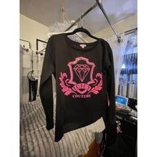 Juicy couture jc black pink diamond pullover sweatshirt top shirt