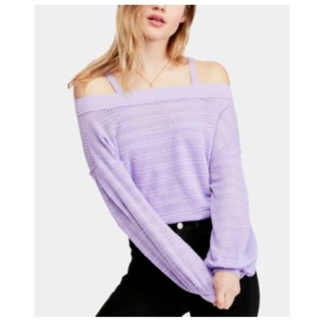 Free People Sistine Cold Shoulder Hacci Knit Top - Orchis - XS