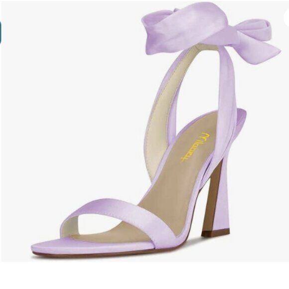 Milooey shoes Women Open Toe Strappy Heeled Sandal Lace Up High Heel Purple Shoe