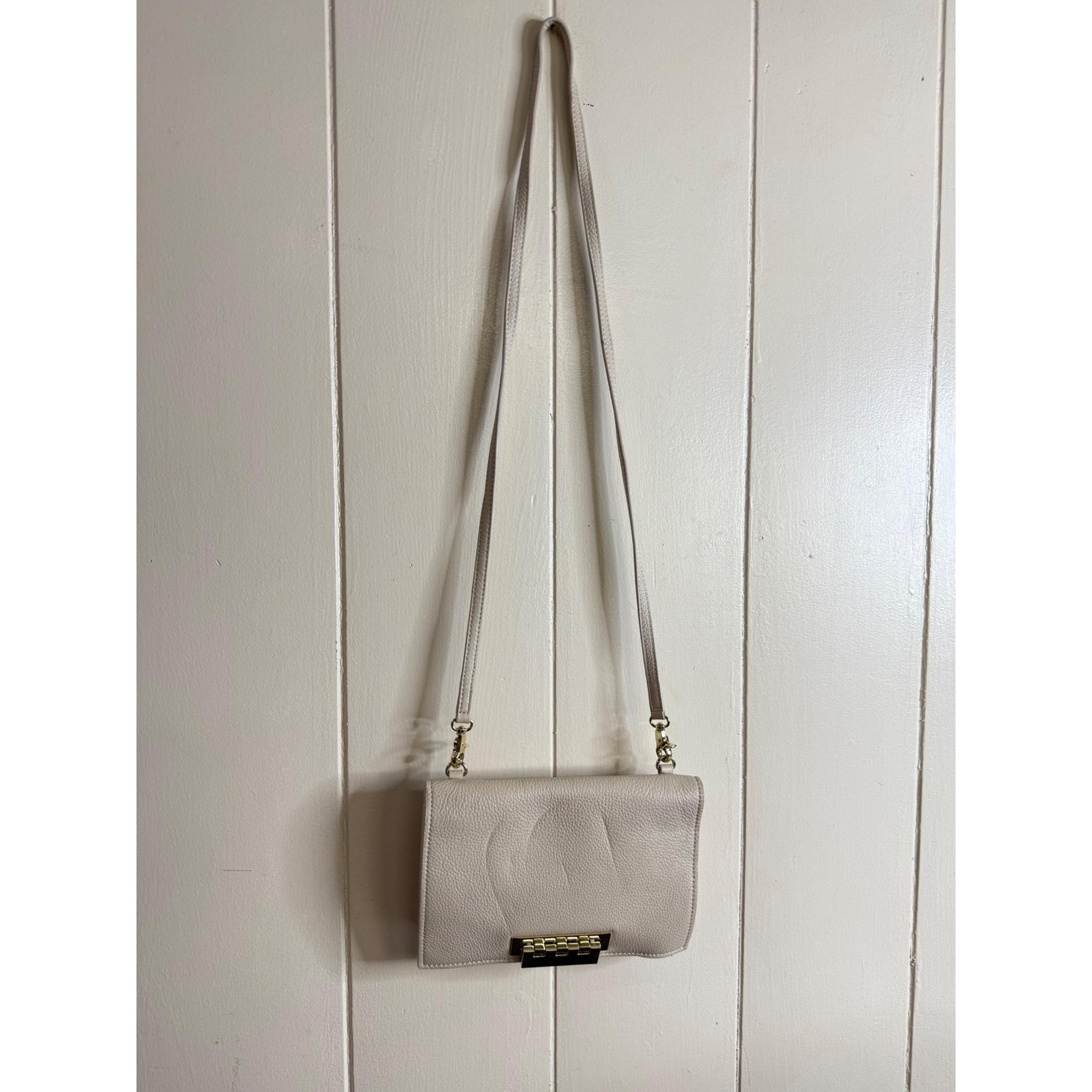 Zac Posen Leather Crossbody Bag Women's Gold Hardware Neutral Purse Handbag