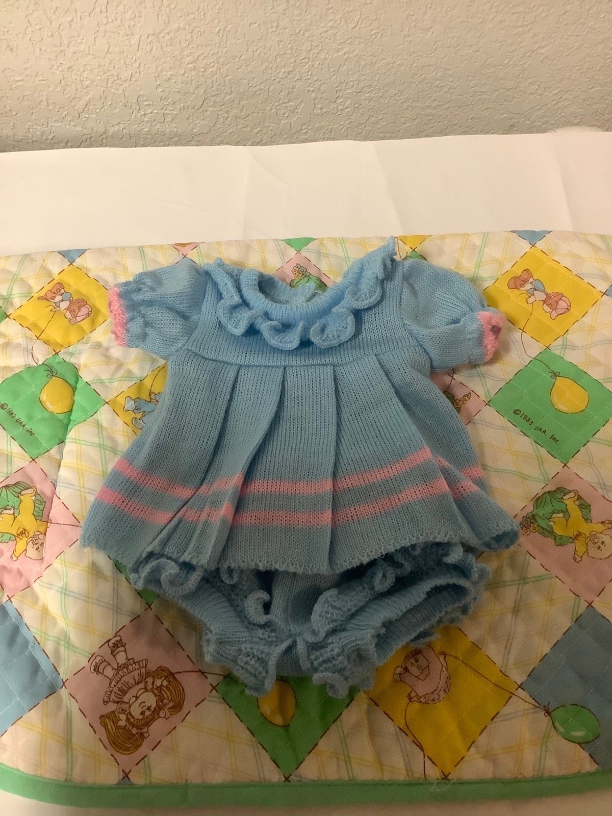 Vintage Cabbage Patch Kids JESMAR KNIT Dress & Bloomers 1984 CPK Doll Clothing