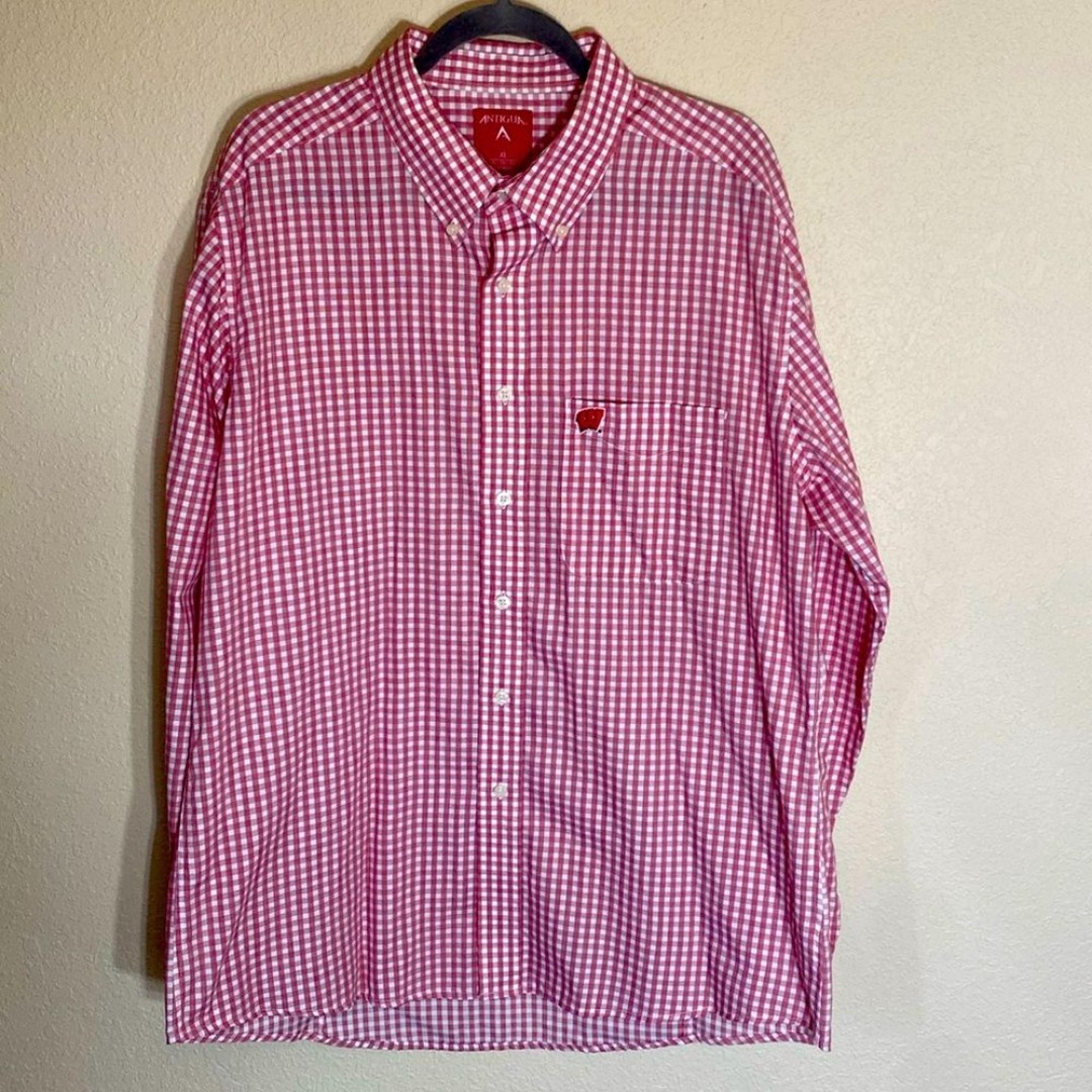 Antigua Men's UW Wisconsin "W" Long Sleeve Dress shirt, Size XL-Tall