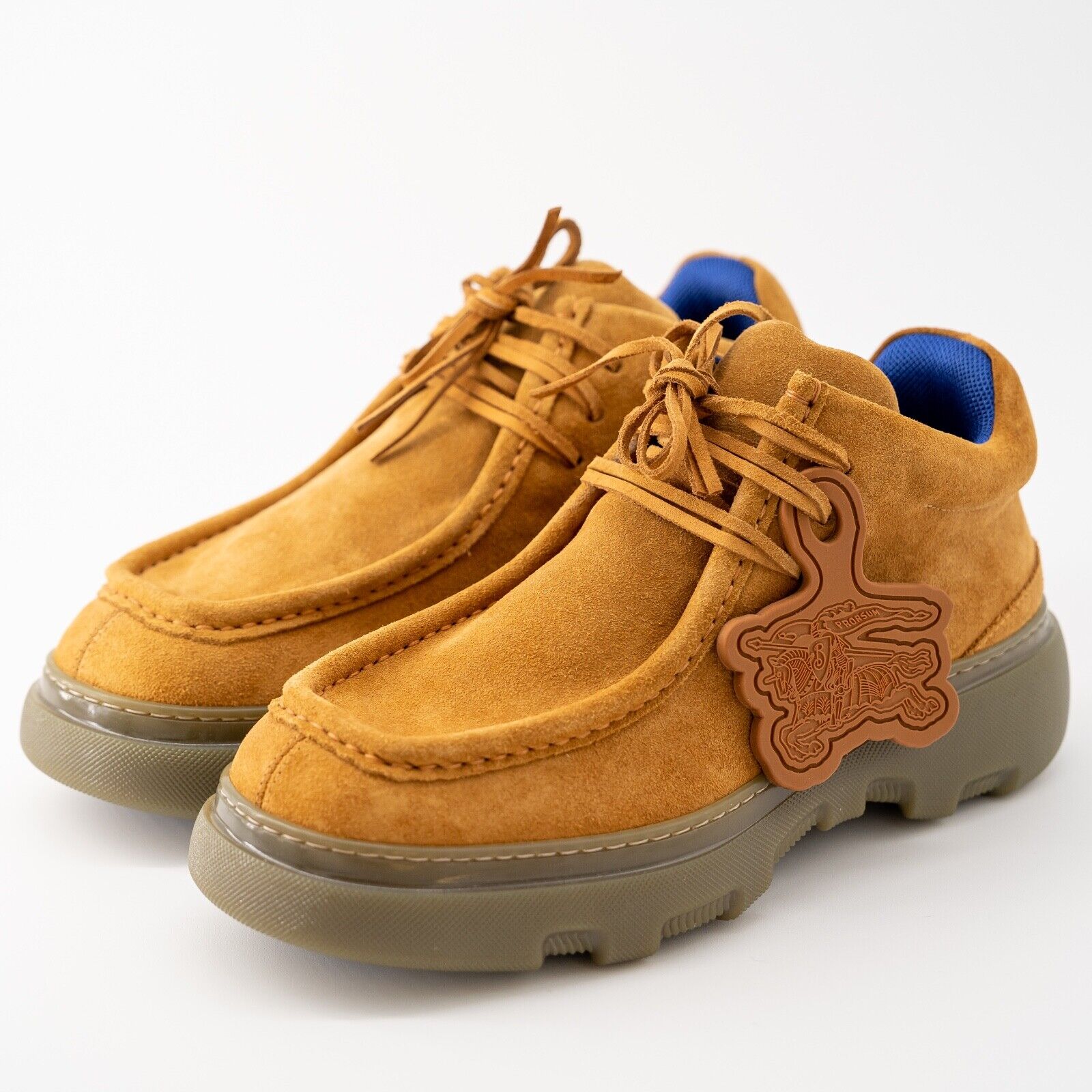 size 42eu 9us Burberry Creeper Mid Lace-Up Boots Platform Tan Brown Suede