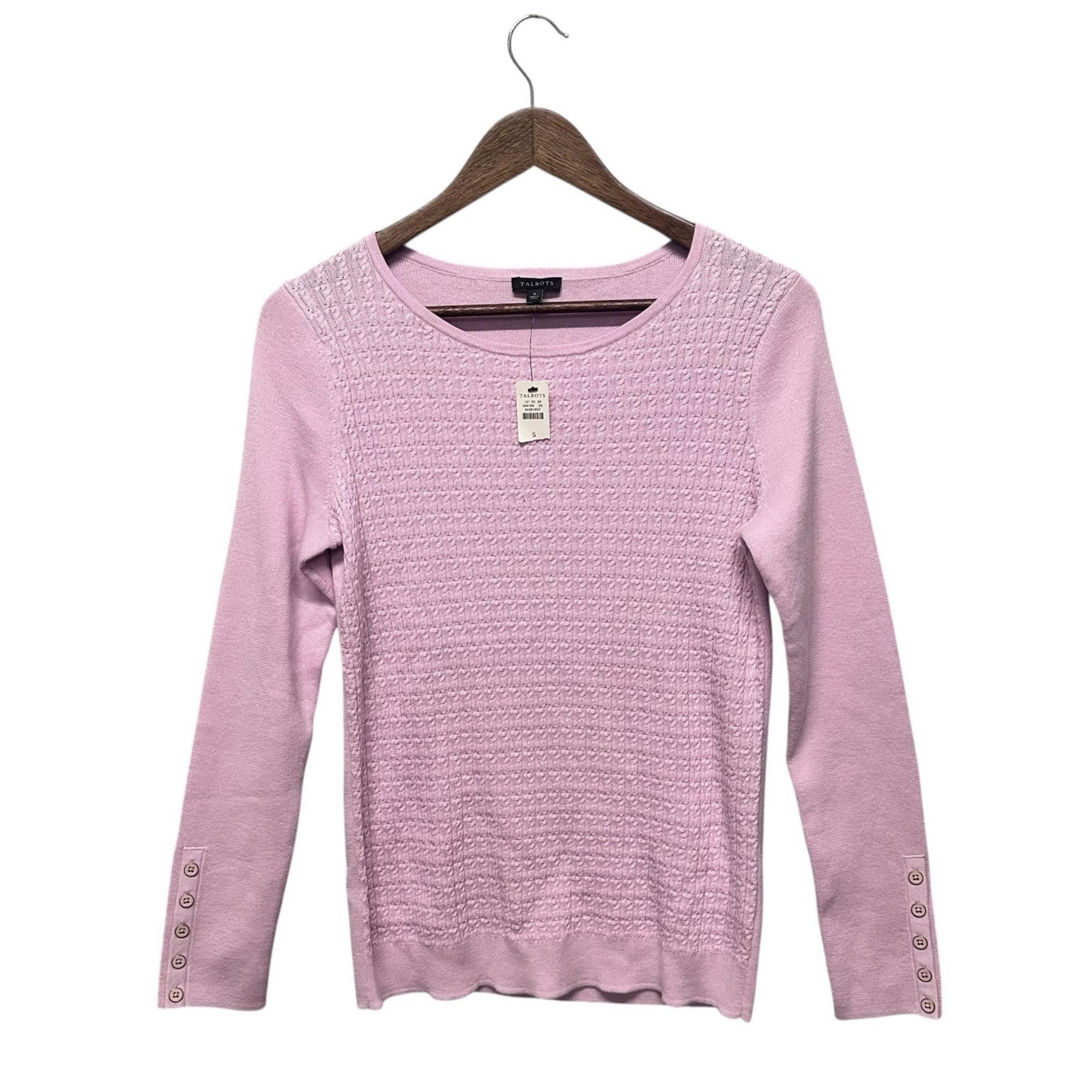 Talbots Women's Button Cuff Sweater Size S Pink Scoop Neck Costal Pullover  NWT
