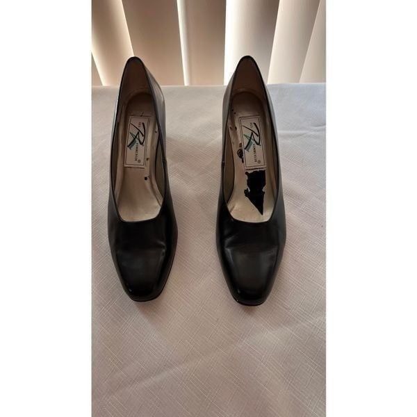 Ros Hommerson Women's Patent Leather Slip-On Block Heeled Pumps Black Size 9.5