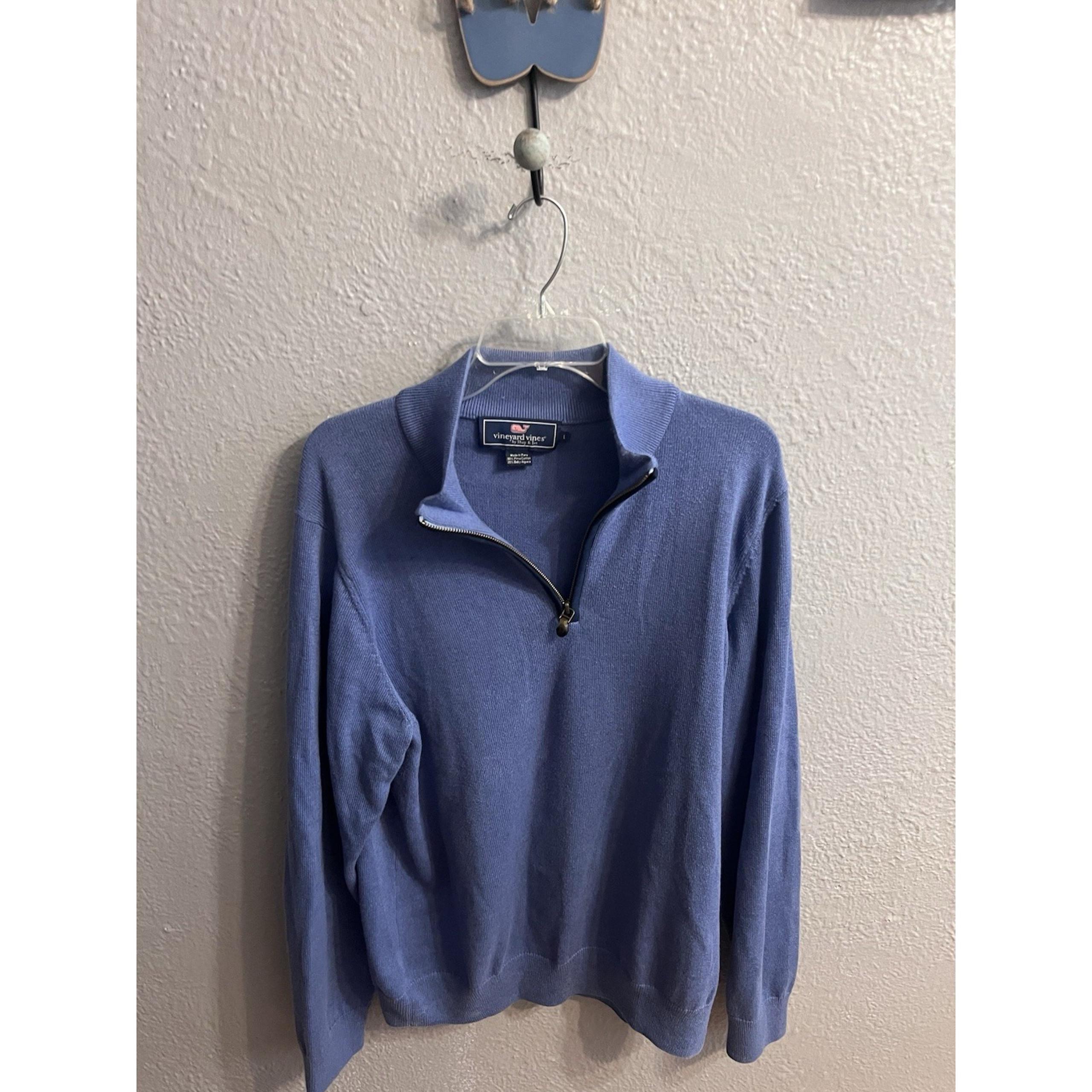 Mens Vineyard Vines Pullover By Shep And Ian Size Large  1/4 Zip Sweater Blue