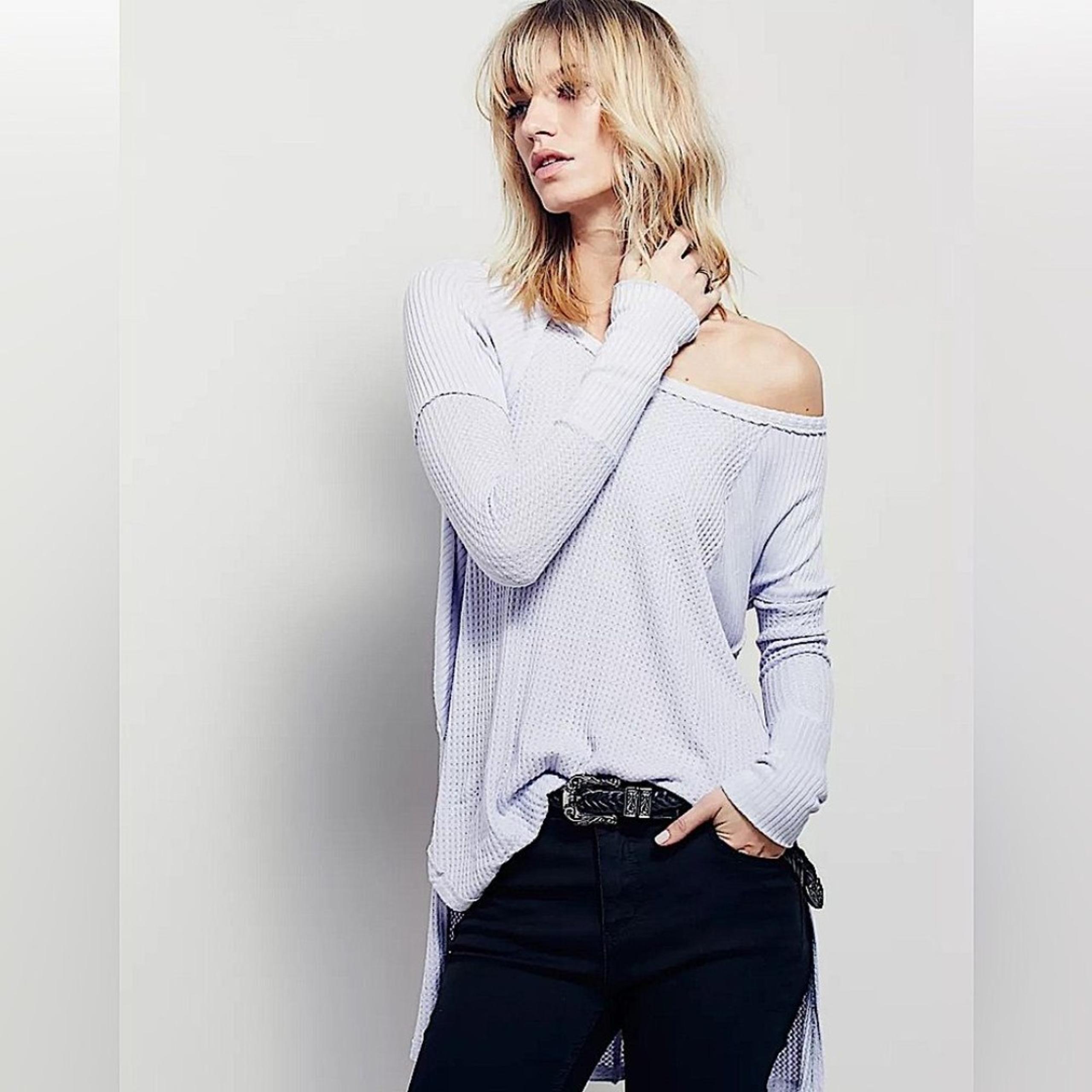 Free People We The Free Ventura Thermal Knit Long Sleeve Top In Cream Size Small