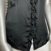 Martin + Osa Black 100% Silk Sleeveless Button Front Ruffled Scoop Neck Blouse 6