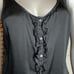 Martin + Osa Black 100% Silk Sleeveless Button Front Ruffled Scoop Neck Blouse 6